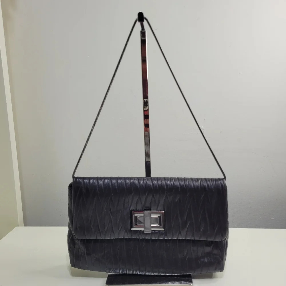 Kate Landry Black Faux Leather Clutch Purse